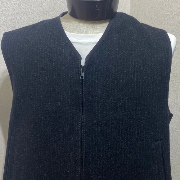 L.L. Bean Men's Wool Full Zip Vest Black Size Large Outdoor Adjustable Back - Picture 3 of 11